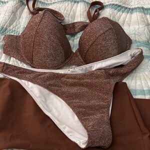 Shimmering Brown Bikini Set